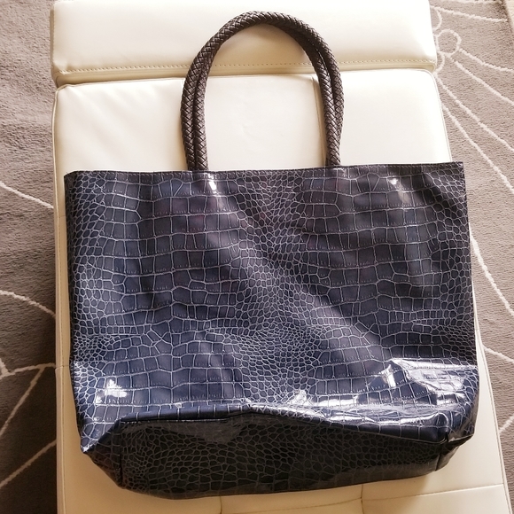 Lovely Neiman Marcus Croco Embossed Tote - Picture 2 of 5